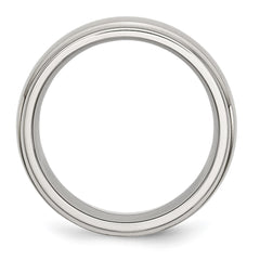 Chisel Stainless Steel Polished with Brushed Center 8mm Ridged Edge Band