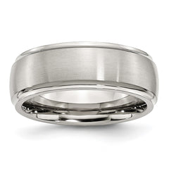 Chisel Stainless Steel Polished with Brushed Center 8mm Ridged Edge Band