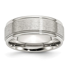 Chisel Stainless Steel Brushed and Polished 8mm Grooved Edge Band