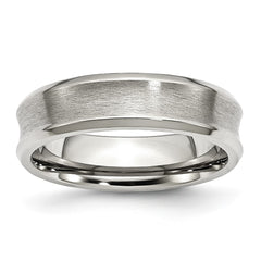 Chisel Stainless Steel Brushed and Polished Concave 6mm Beveled Edge Band