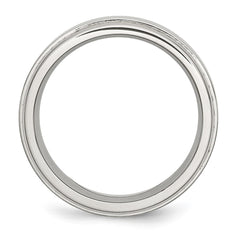 Chisel Stainless Steel Polished with Brushed Center 8mm Ridged Edge Band