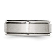 Chisel Stainless Steel Polished with Brushed Center 8mm Ridged Edge Band