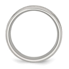 Chisel Stainless Steel Polished with Grain Finish Center 8mm Ridged Edge Band