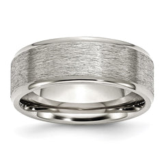 Chisel Stainless Steel Polished with Grain Finish Center 8mm Ridged Edge Band