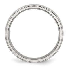 Chisel Stainless Steel Polished 6mm Grooved and Beaded Band