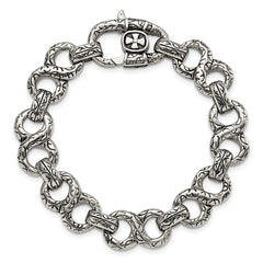 Chisel Stainless Steel Antiqued Polished and Textured 8.5 inch Infinity Symbol Link Bracelet SRB1037-8.5
