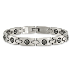 Chisel Stainless Steel Brushed and Polished with Magnetic Ball Accent 8.5 inch Link Bracelet SRB105-8.5
