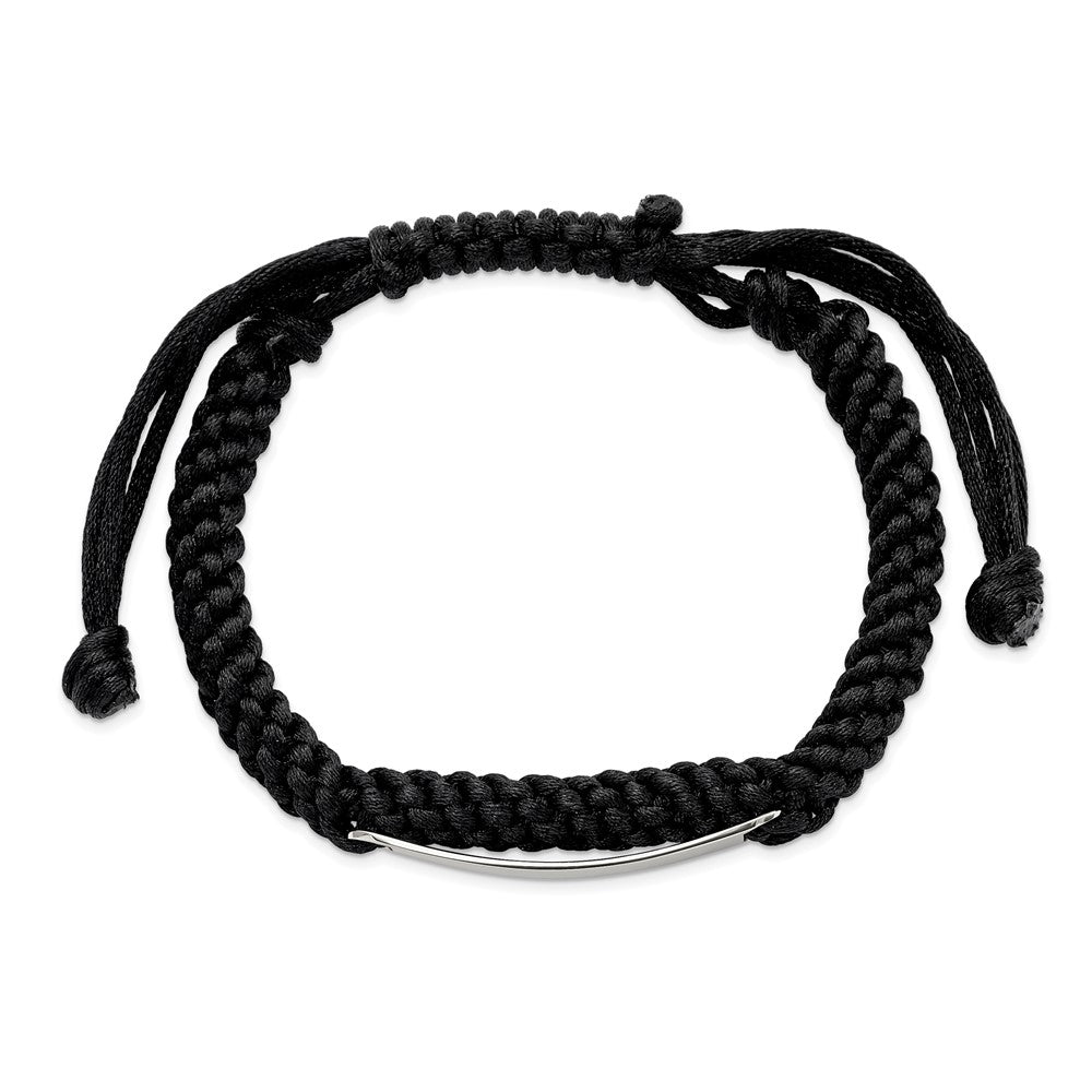 Chisel Stainless Steel Polished Black Fabric Adjustable ID Bracelet SRB1083