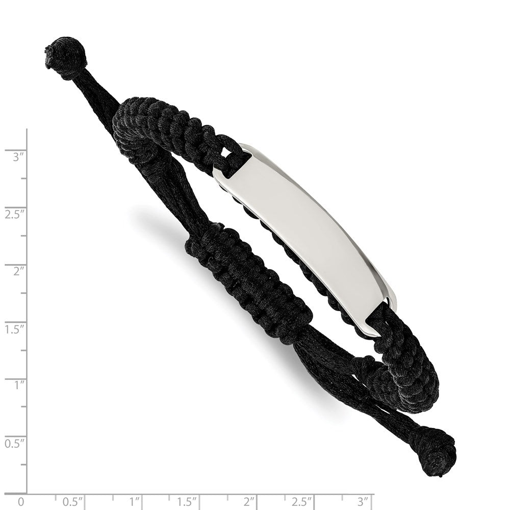 Chisel Stainless Steel Polished Black Fabric Adjustable ID Bracelet SRB1083