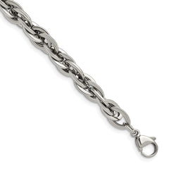 Chisel Stainless Steel Polished 8 inch Oval Links Bracelet SRB1097-8.25