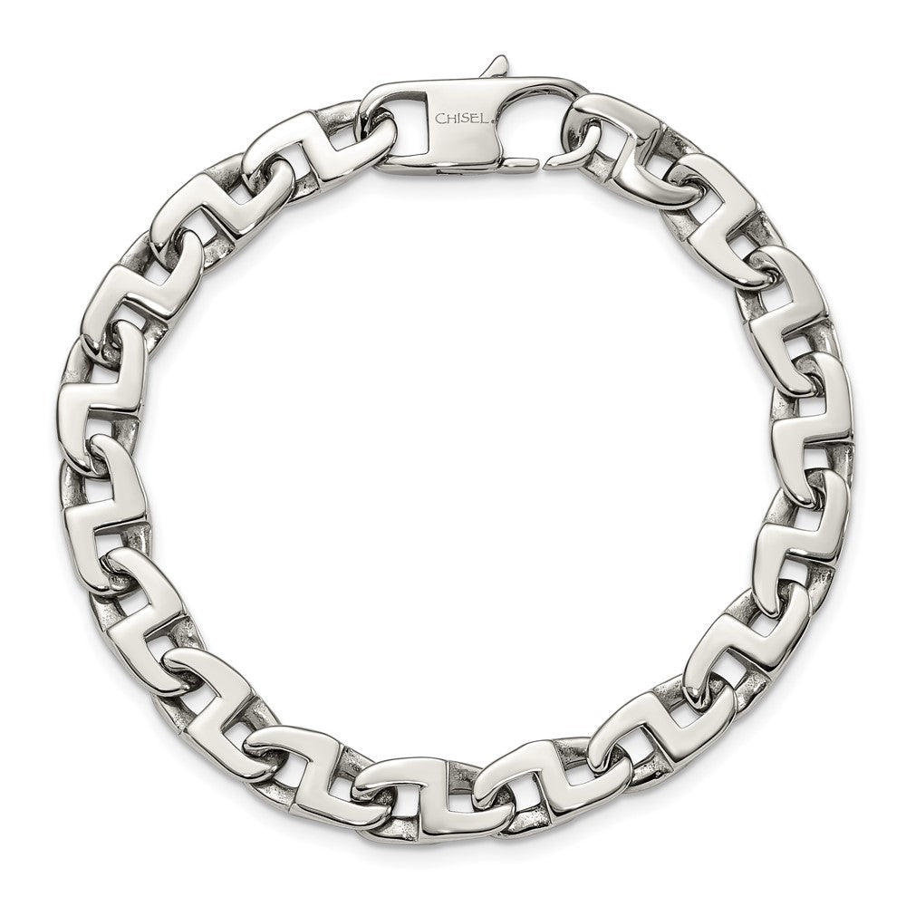 Chisel Stainless Steel Polished 8.5 inch Fancy Square Link Bracelet SRB1099-8.5