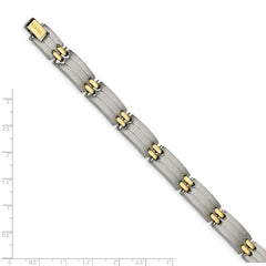 Chisel Stainless Steel Brushed and Polished Yellow IP-plated 8.75 inch Link Bracelet SRB110-8.75