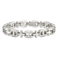 Chisel Stainless Steel Polished 8.5 inch Cross Link Bracelet SRB1102-8.5