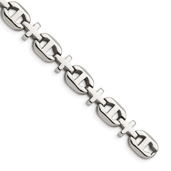 Chisel Stainless Steel Polished 8.5 inch Cross Link Bracelet SRB1102-8.5