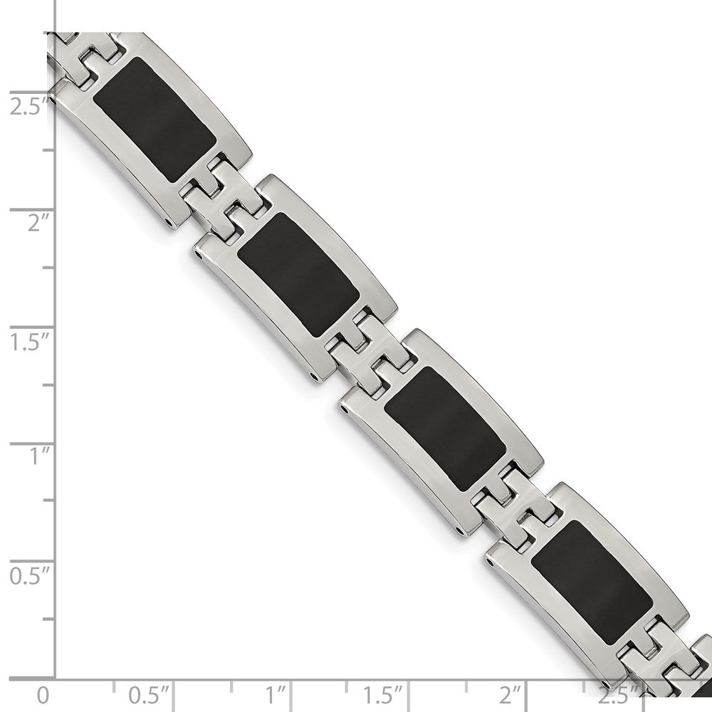 Chisel Stainless Steel Polished with Black Enamel 9 inch Link Bracelet SRB112-9