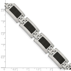 Chisel Stainless Steel Polished with Black Enamel 9 inch Link Bracelet SRB112-9
