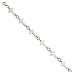 Chisel Stainless Steel Polished 8 inch Sideways Cross Link Bracelet SRB1129-8