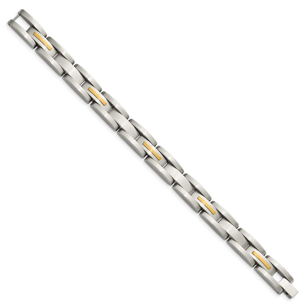 Chisel Stainless Steel with 14k Gold Accent Brushed 8 inch Link Bracelet SRB116-8