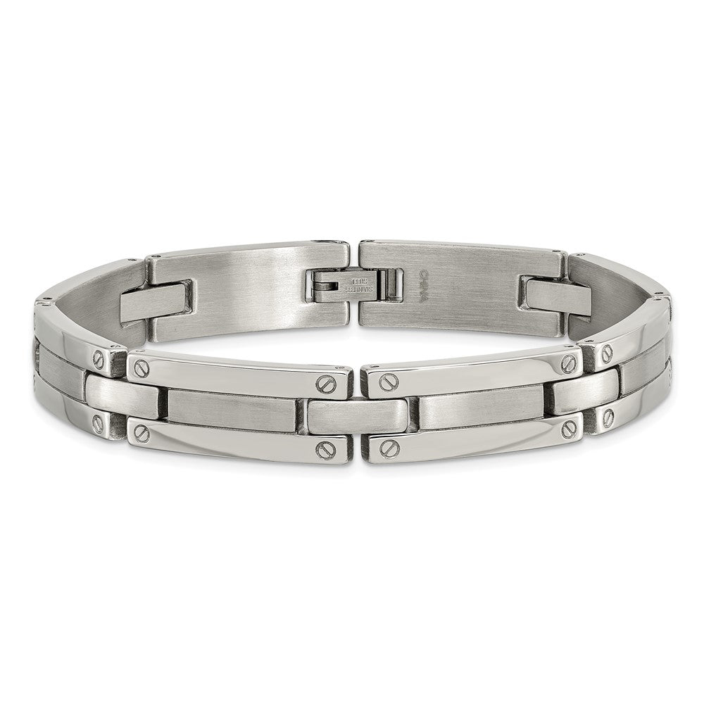 Chisel Stainless Steel Brushed and Polished 8.5 inch Link Bracelet SRB117-8.5