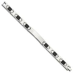 Chisel Stainless Steel Brushed and Polished Black Carbon Fiber Inlay 8.5 inch ID Bracelet SRB120-8.5
