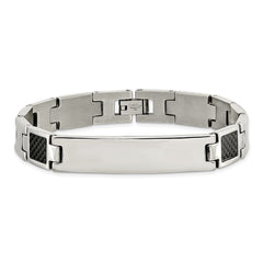 Chisel Stainless Steel Brushed and Polished Black Carbon Fiber Inlay 8.5 inch ID Bracelet SRB120-8.5