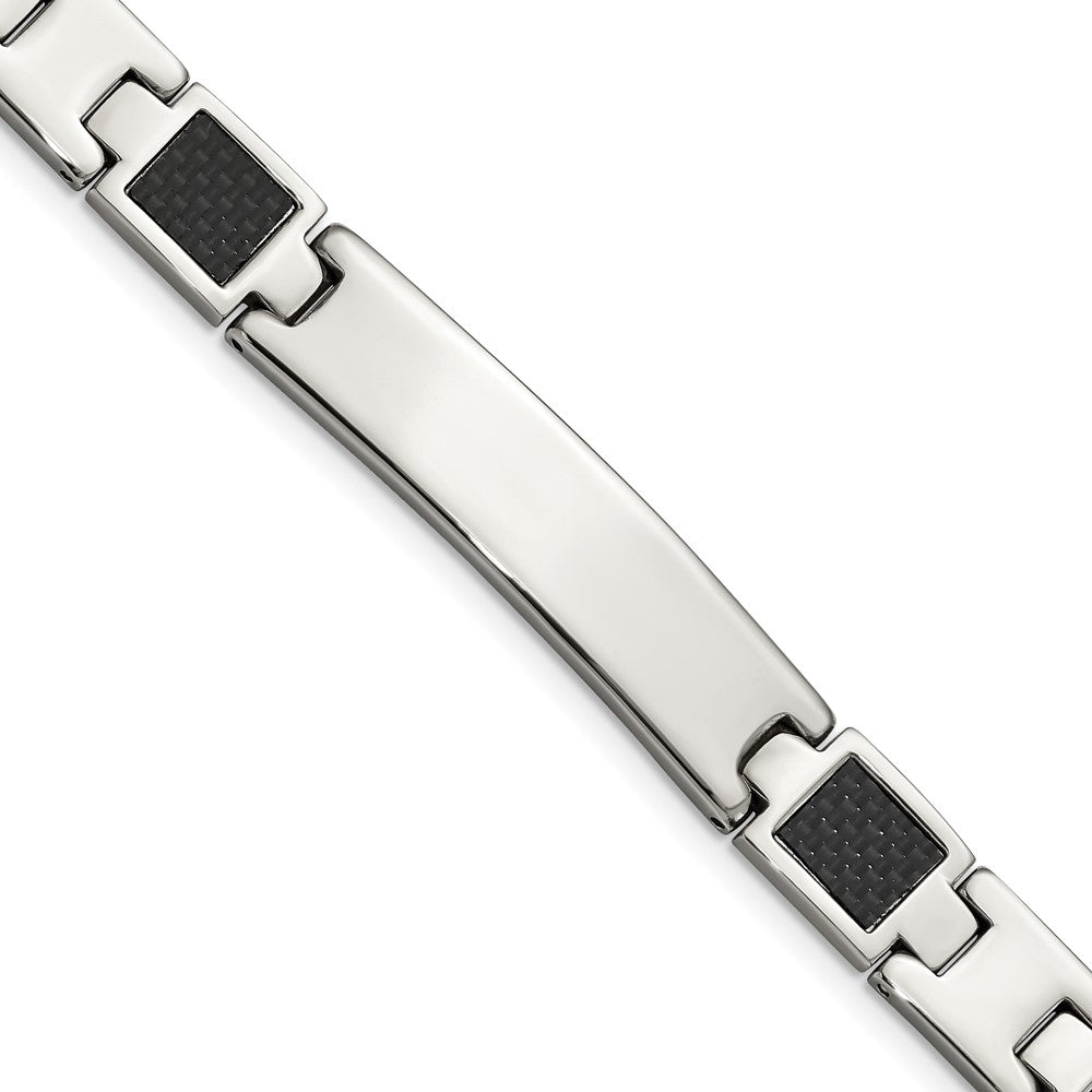 Chisel Stainless Steel Brushed and Polished Black Carbon Fiber Inlay 8.5 inch ID Bracelet SRB120-8.5