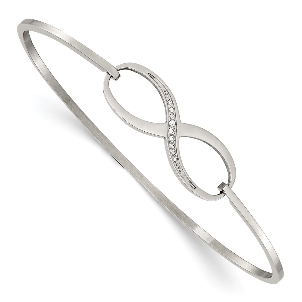 Chisel Stainless Steel Polished with CZ Infinity Symbol Bangle SRB1218