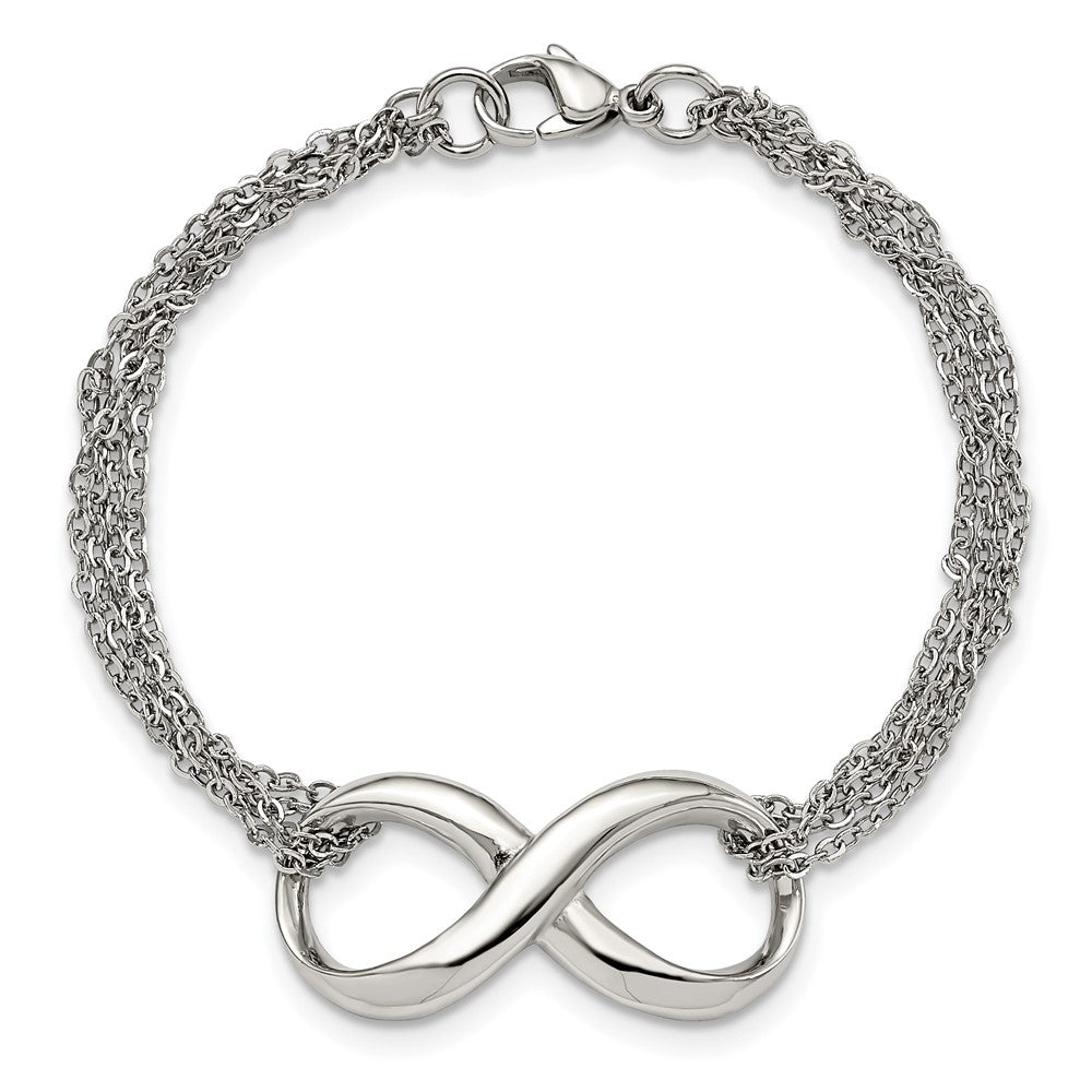 Chisel Stainless Steel Polished Infinity Symbol 7.5 inch Multi-Strand Bracelet SRB1286-7.5