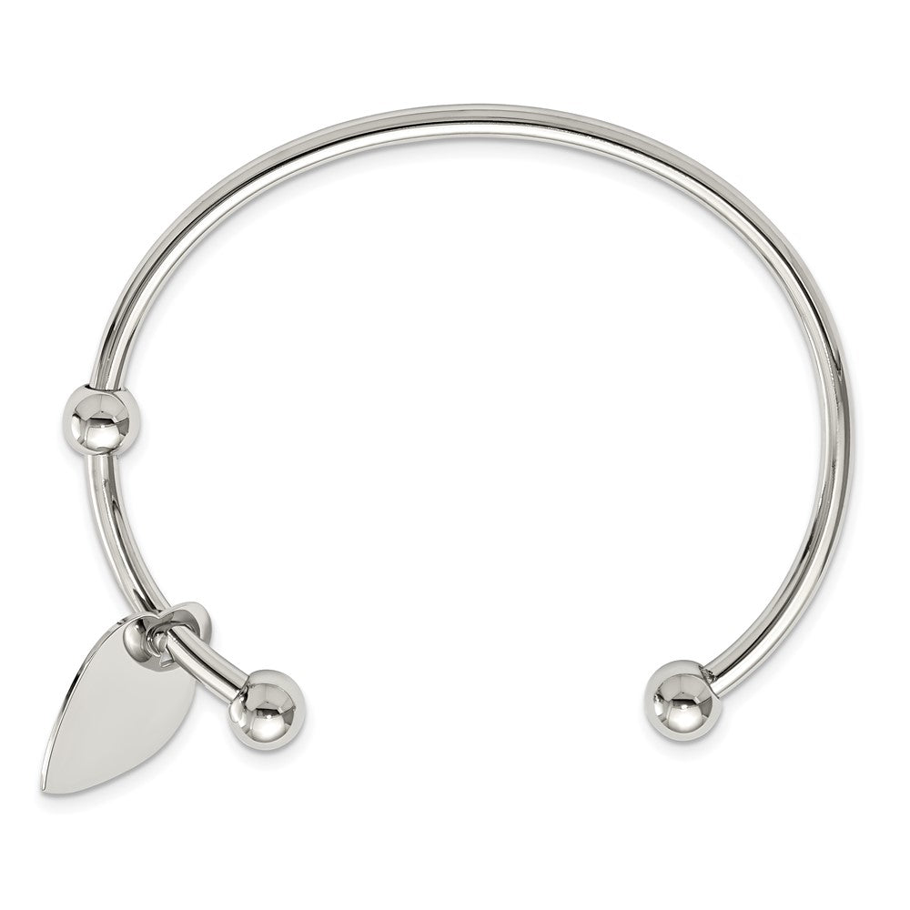 Chisel Stainless Steel Polished with Heart Charm Cuff Bangle SRB1325