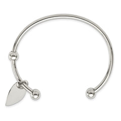 Chisel Stainless Steel Polished with Heart Charm Cuff Bangle SRB1325