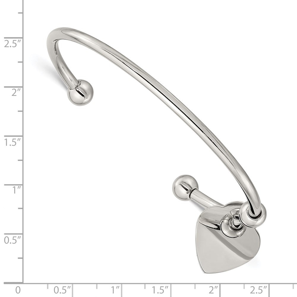 Chisel Stainless Steel Polished with Heart Charm Cuff Bangle SRB1325