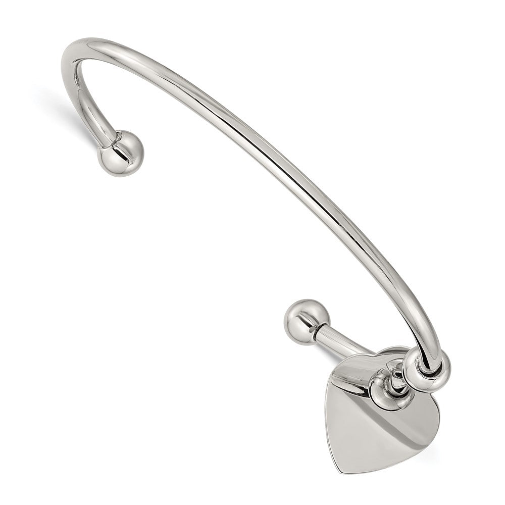 Chisel Stainless Steel Polished with Heart Charm Cuff Bangle SRB1325