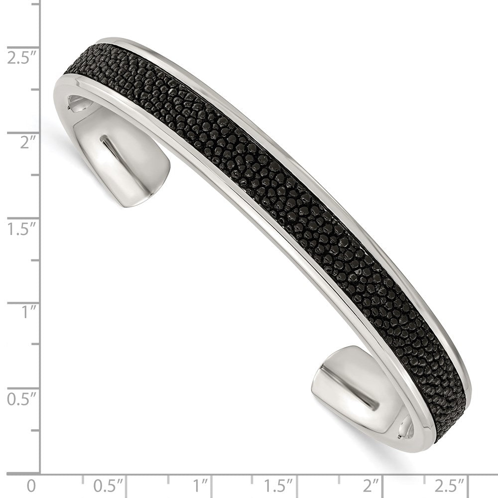 Chisel Stainless Steel Polished with Genuine Stingray Inlay Cuff Bangle SRB1501