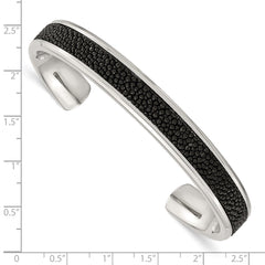 Chisel Stainless Steel Polished with Genuine Stingray Inlay Cuff Bangle SRB1501