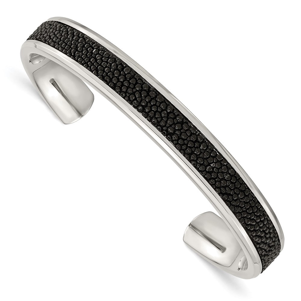 Chisel Stainless Steel Polished with Genuine Stingray Inlay Cuff Bangle SRB1501