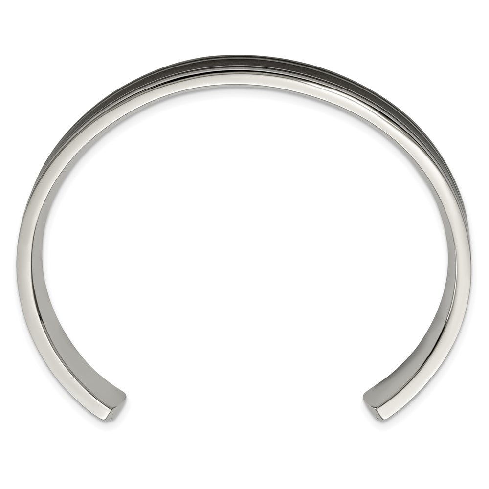 Chisel Stainless Steel Polished Black IP-plated with Black Carbon Fiber Inlay Cuff Bangle SRB1503