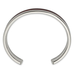 Chisel Stainless Steel Polished with Red/Orange Koa Wood Inlay Cuff Bangle SRB1505