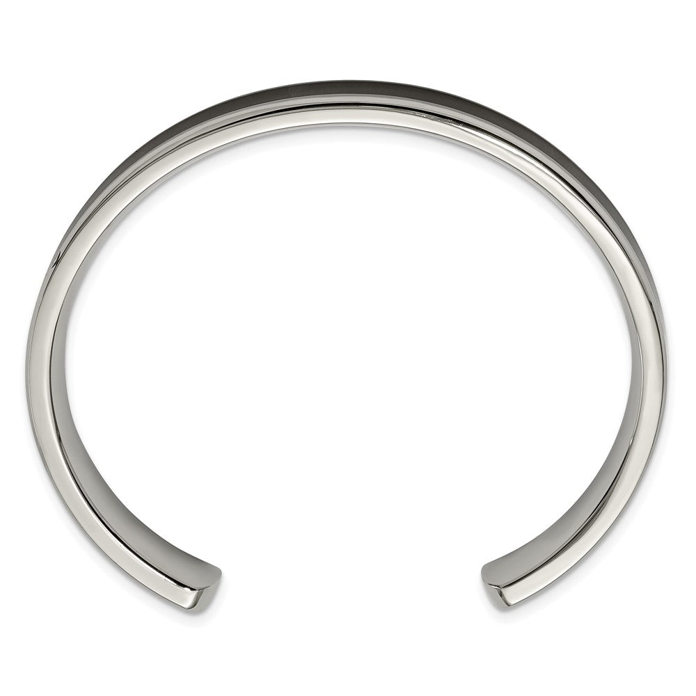 Chisel Stainless Steel Polished with Enameled Koa Wood Inlay Cuff Bangle SRB1508
