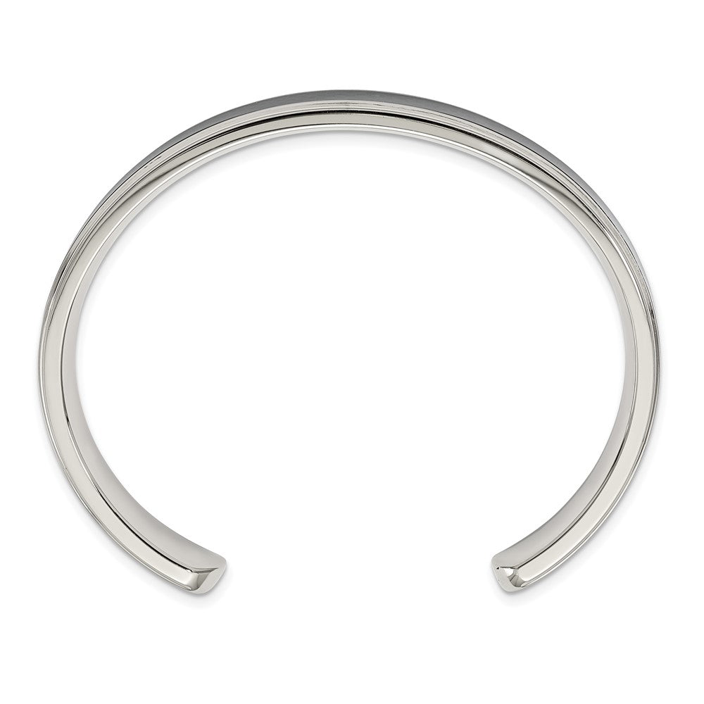 Chisel Stainless Steel Polished with Black Carbon Fiber Inlay Cuff Bangle SRB1512