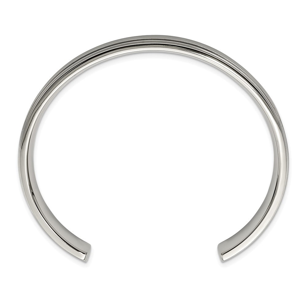 Chisel Stainless Steel Brushed and Polished Double Step Edge 11mm Cuff Bangle SRB1515