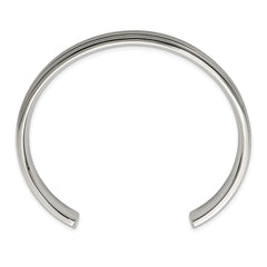 Chisel Stainless Steel Brushed and Polished Double Step Edge 11mm Cuff Bangle SRB1515