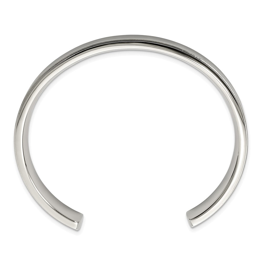 Chisel Stainless Steel Brushed and Polished Ridged Edge 11mm Cuff Bangle SRB1516