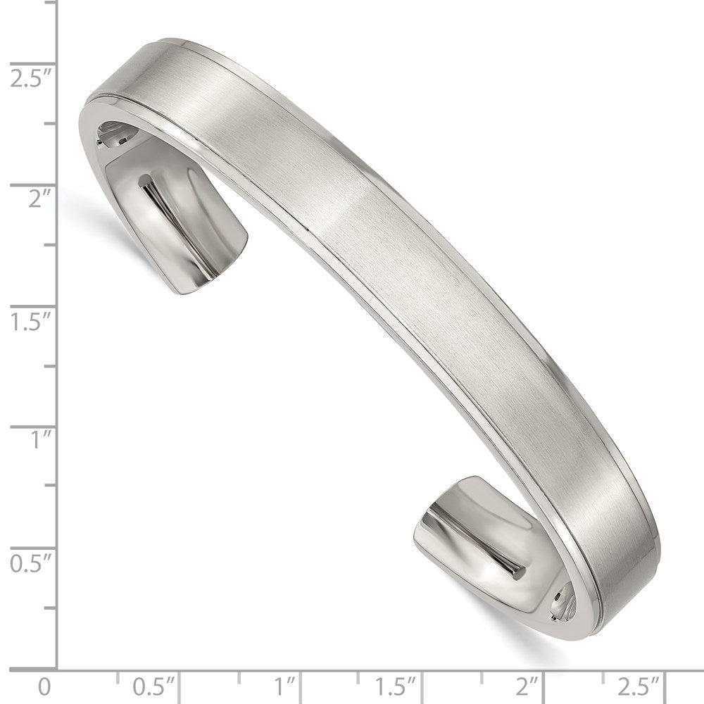 Chisel Stainless Steel Brushed and Polished Ridged Edge 11mm Cuff Bangle SRB1516