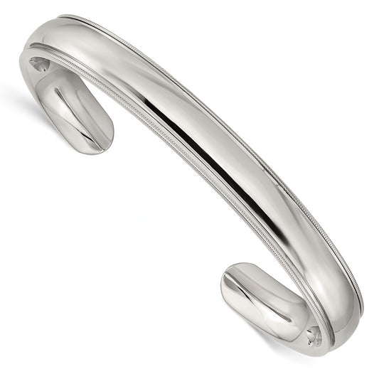 Chisel Stainless Steel Polished and Grooved 9mm Cuff Bangle SRB1517