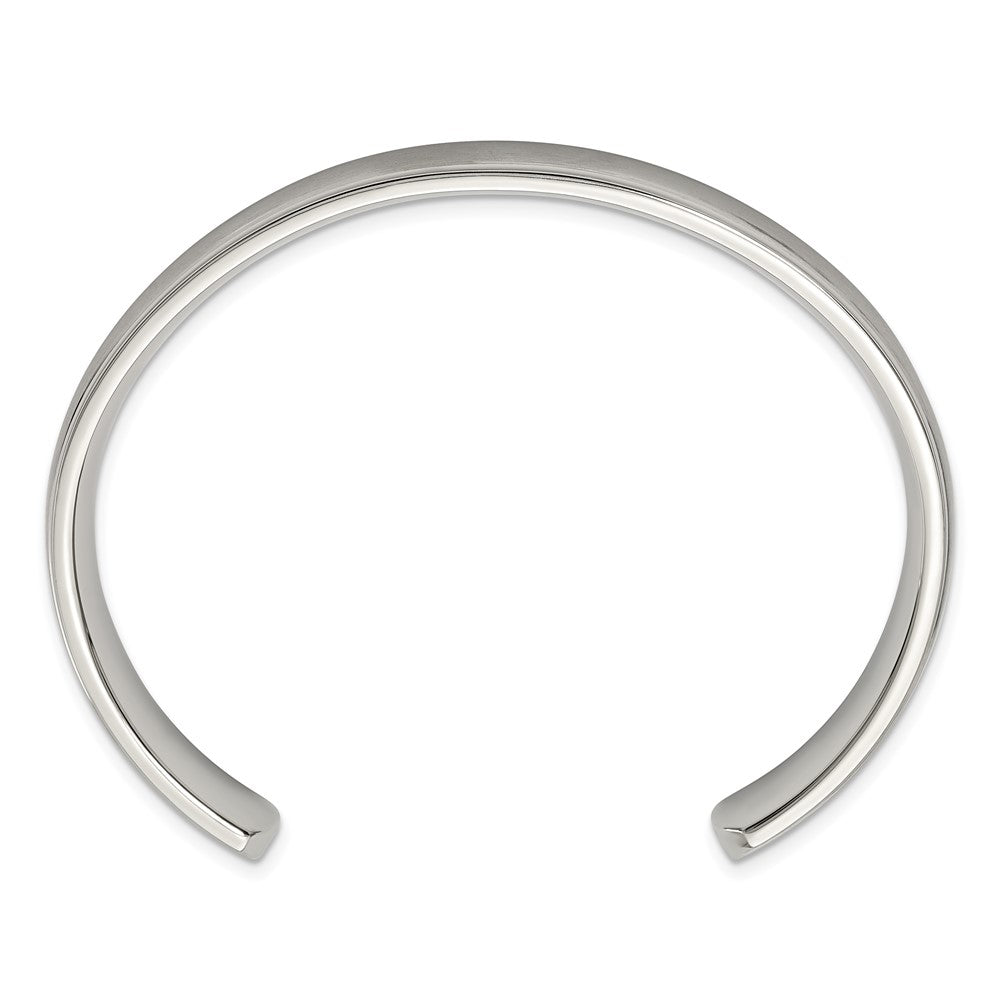 Chisel Stainless Steel Brushed and Polished Ridged Edge 11mm Cuff Bangle SRB1518