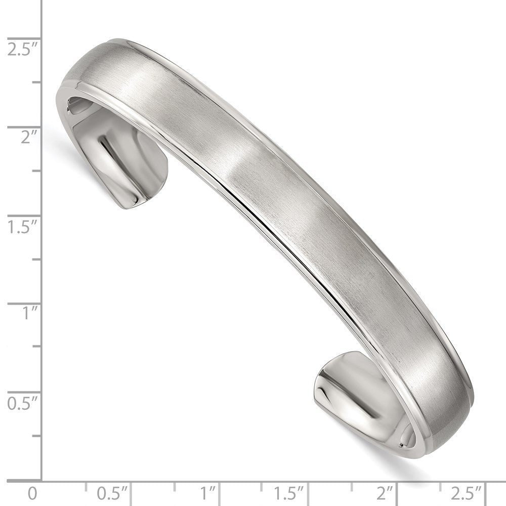 Chisel Stainless Steel Brushed and Polished Ridged Edge 11mm Cuff Bangle SRB1518
