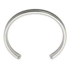 Chisel Stainless Steel Brushed and Polished Black Rubber Inlay Cuff Bangle SRB1519