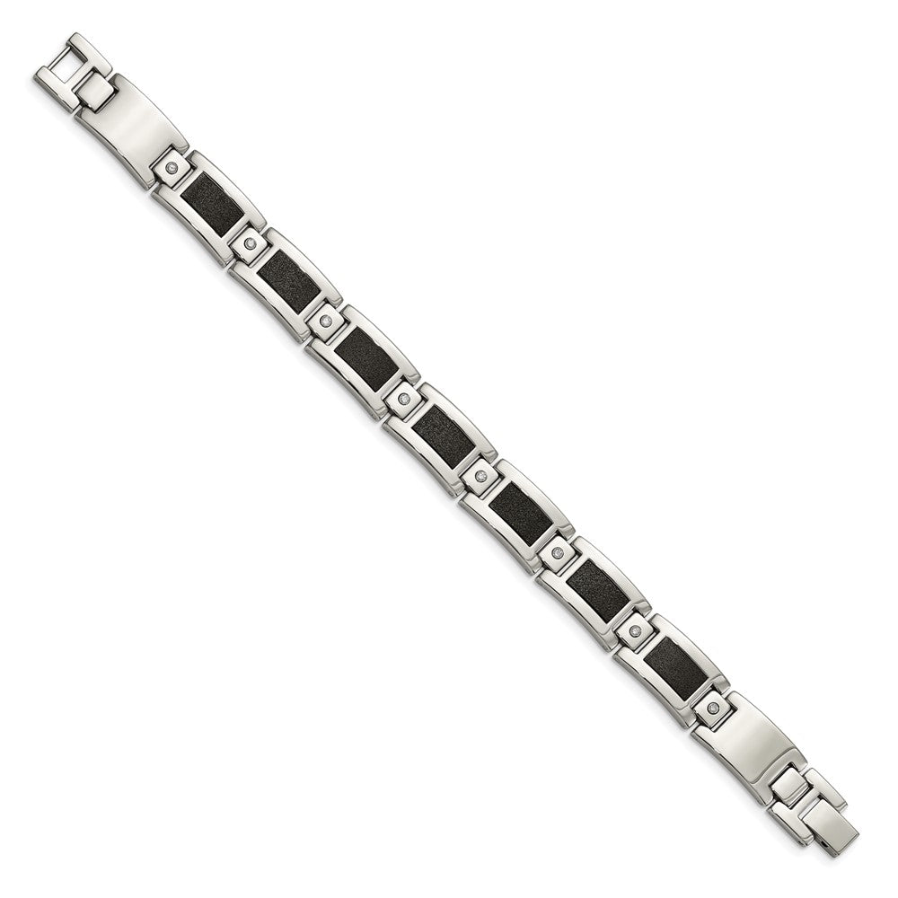 Chisel Stainless Steel Polished Laser Cut with 1/5 carat Diamond 8.25 inch Bracelet SRB1525-8.25