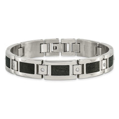 Chisel Stainless Steel Polished Laser Cut with 1/5 carat Diamond 8.25 inch Bracelet SRB1525-8.25