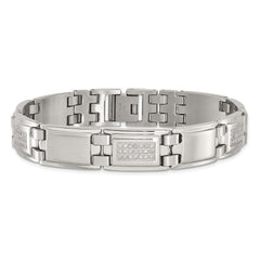 Chisel Stainless Steel Polished and Matte with 3/4 carat Diamond 8.75 inch Bracelet SRB1526-8.75